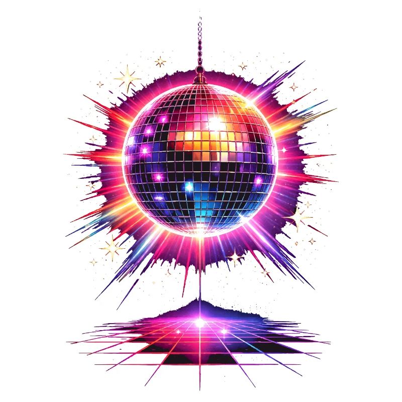 Disco Kugel Neon 80er Design 