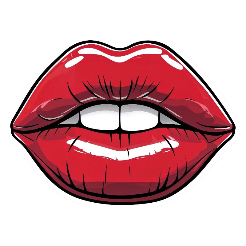Kussmund Comic-Style Lippe Rot