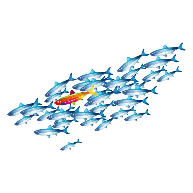 le poisson coloré dans l’essaim de poisson