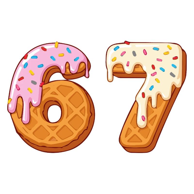 67 - Sixty Seven Number 67 Waffle Ic-e Cream Six 