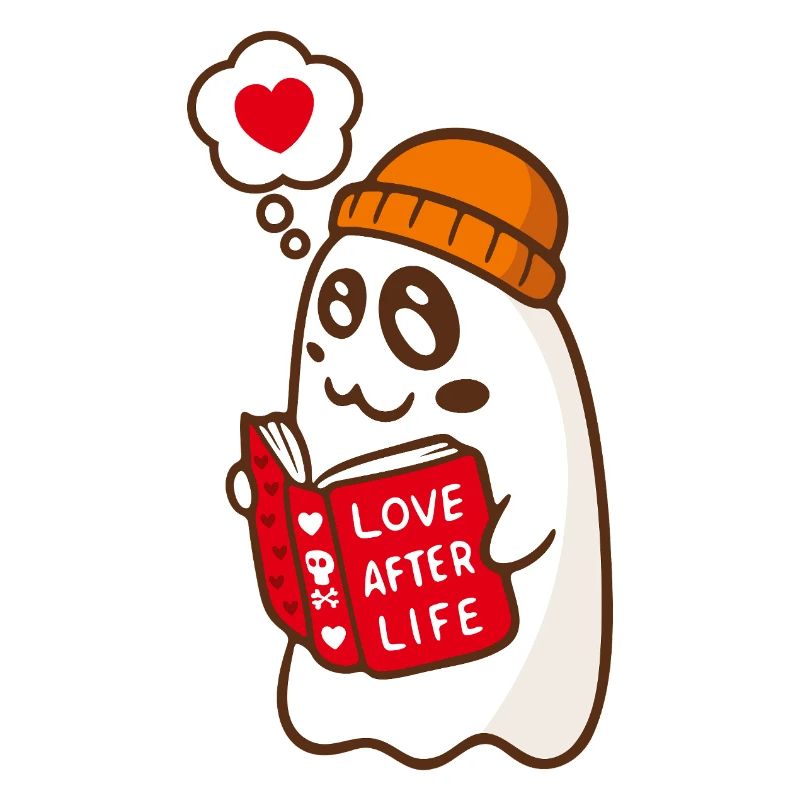 Spooky Cute Ghost Reading Love Book
