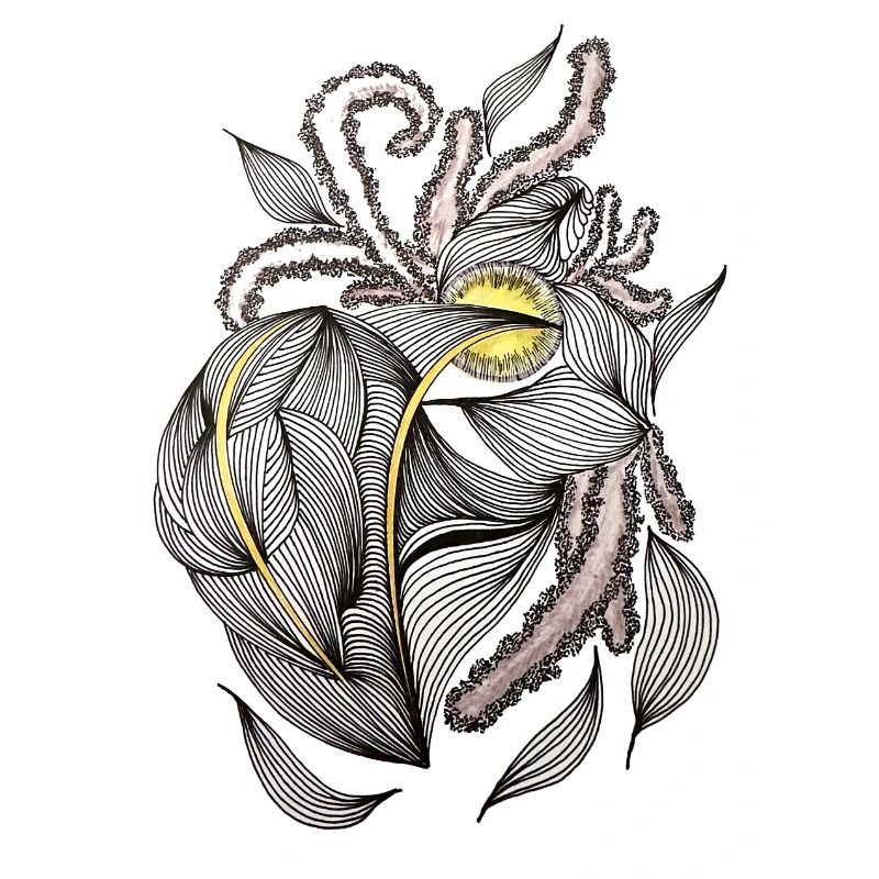 Leaf line with gold accent