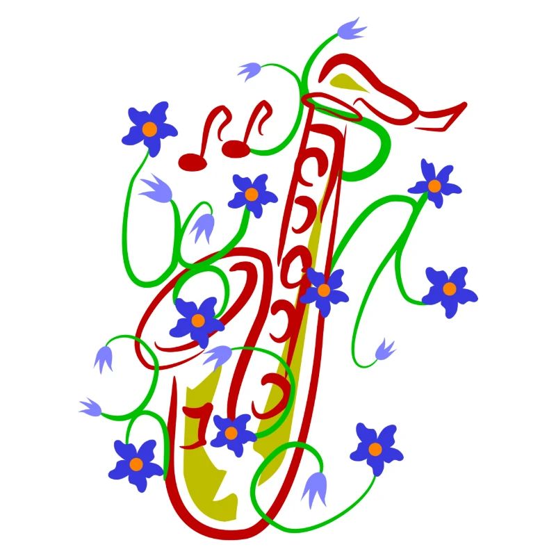 Floral pattern with playful saxophone design