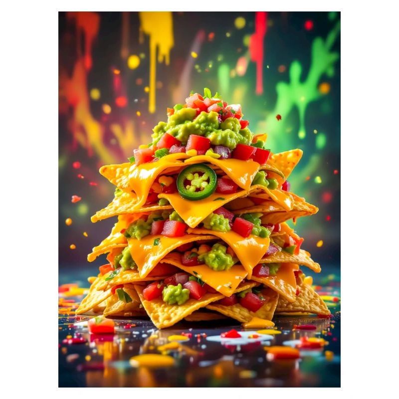 Nachos chargés débordant de saveur épicée et de néon