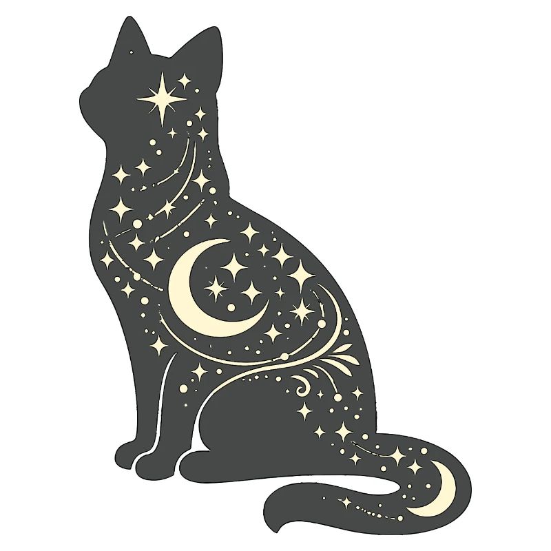 Silhouette du chat de l’étoile de lune