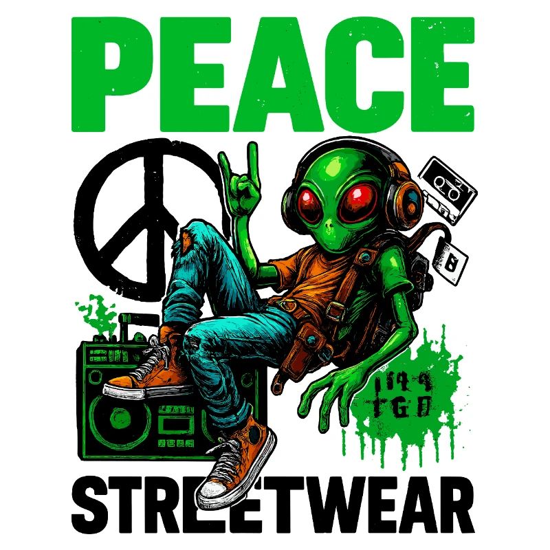Alien mit Peace-Boombox