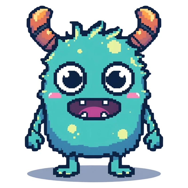 8-Bit Cute Pixel Monster Retro 90s Style