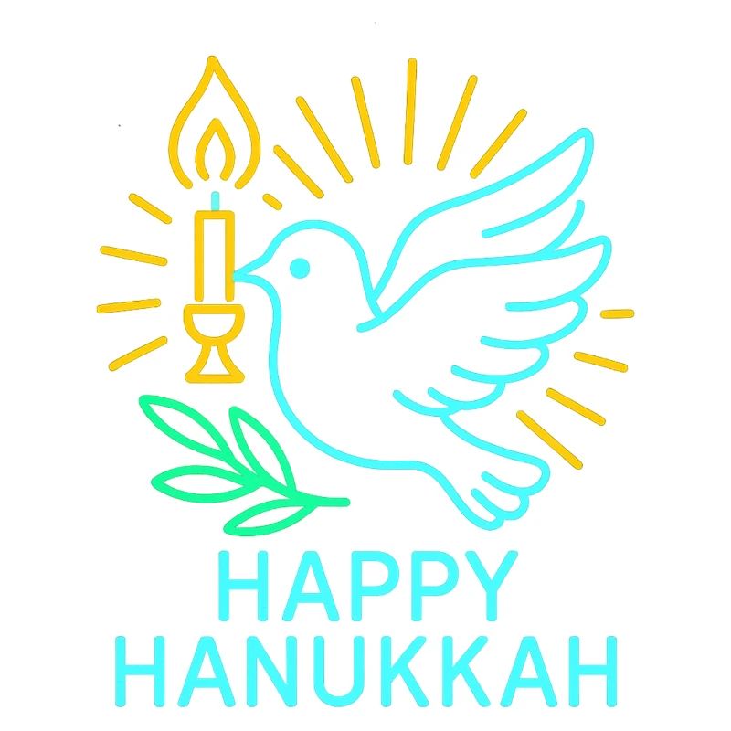 Heureux Hanoukka Pigeon Colombe de la Paix Néon