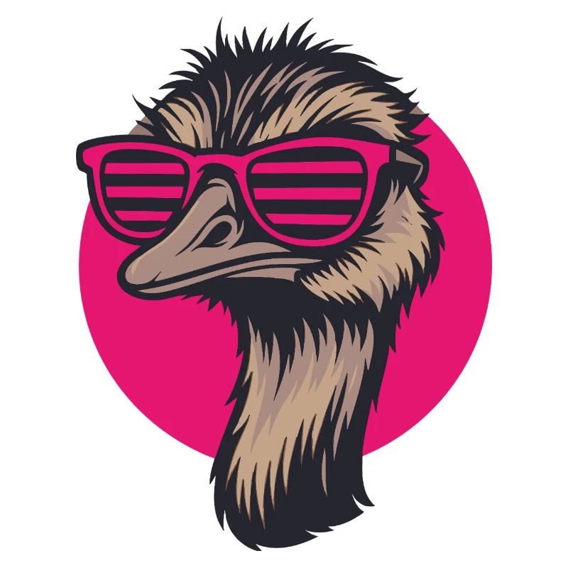 Strauß mit Sonnenbrille, Nandu, Emu