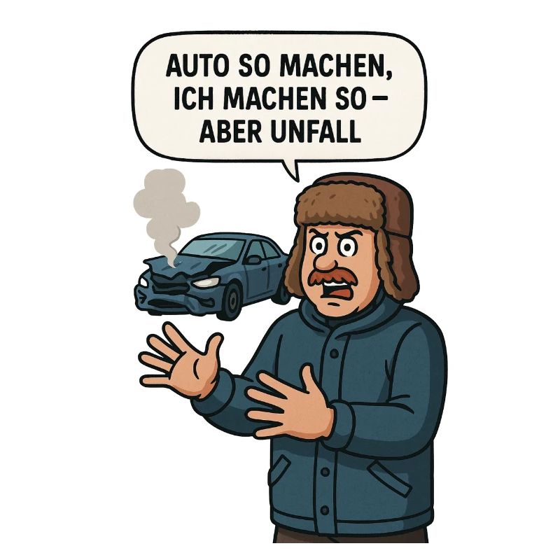 Unfall Humor Auto Spruch Illustration