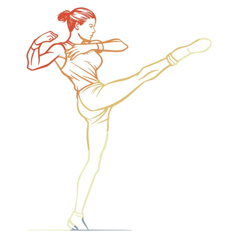 Kickboxen Mädchen Line Art