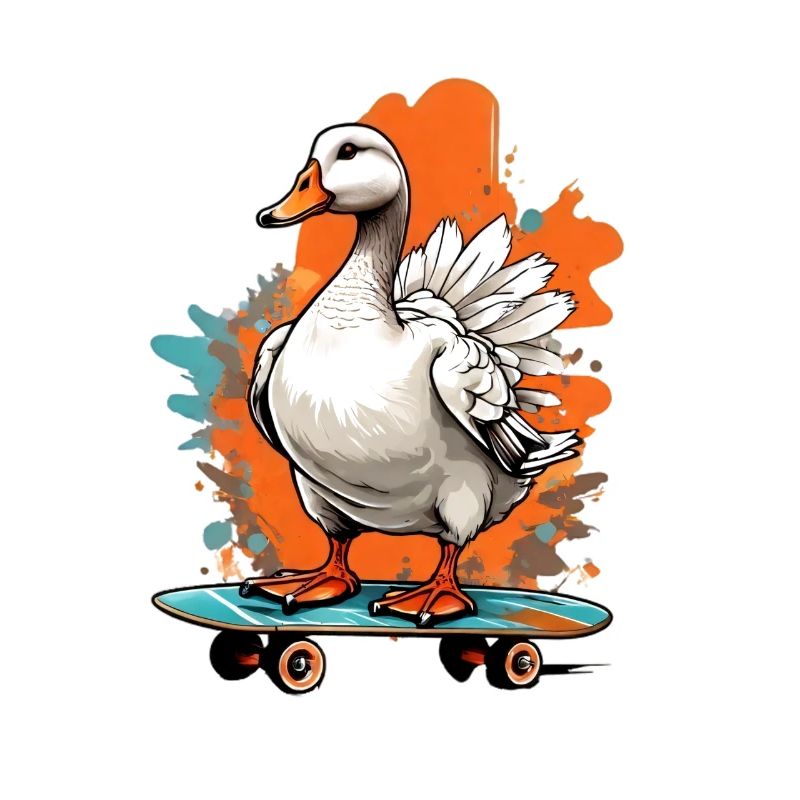 Duck on skateboard