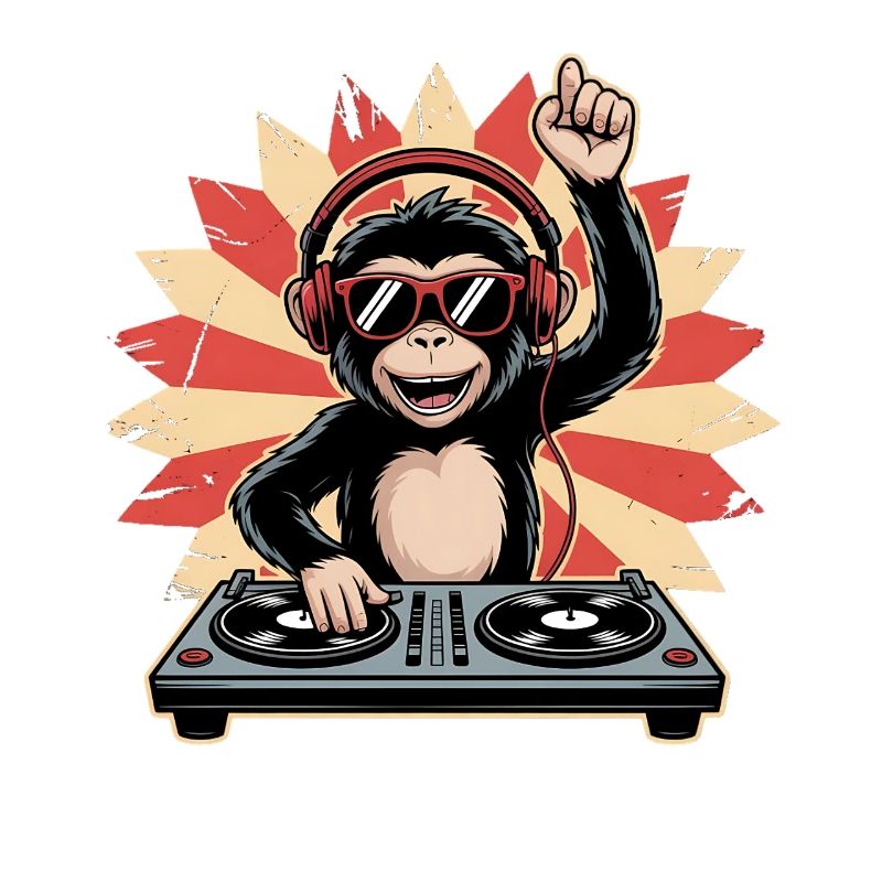 Monkey DJ dans le cercle du soleil