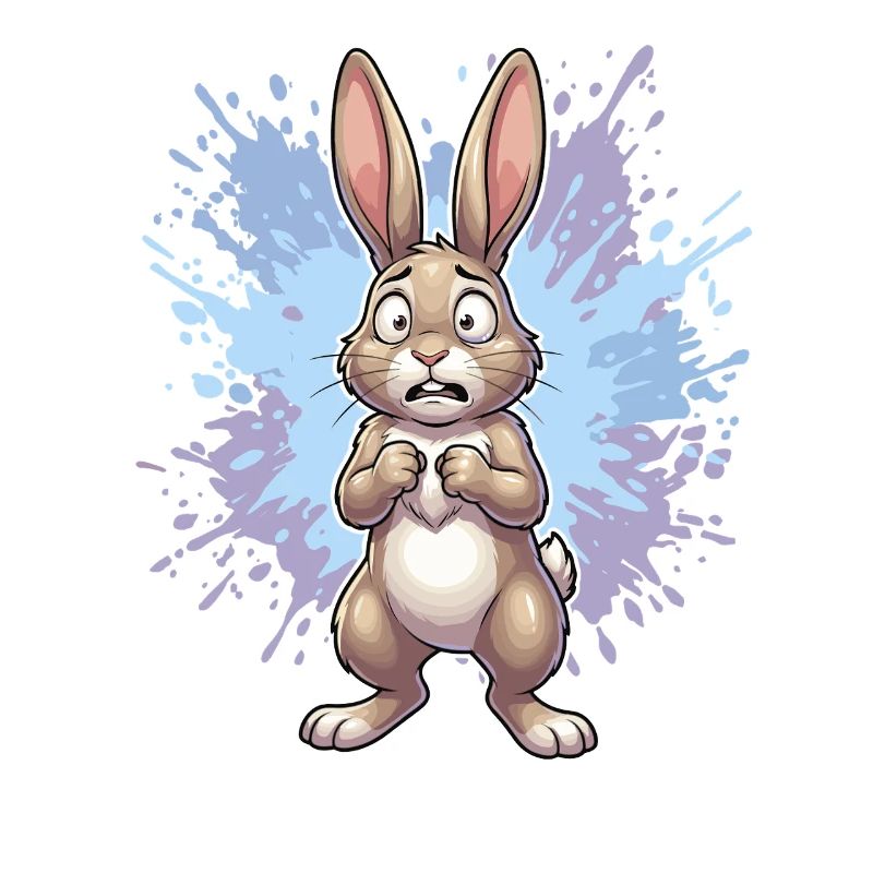 Distraught rabbit with paint splash