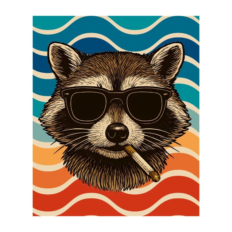 Waschbär mit Sonnenbrille Zigarette