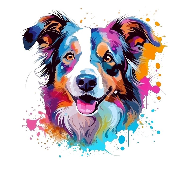 Hund Australian Shepherd Bunte Splash-Kunst