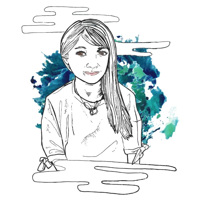 Smiling girl with pattern