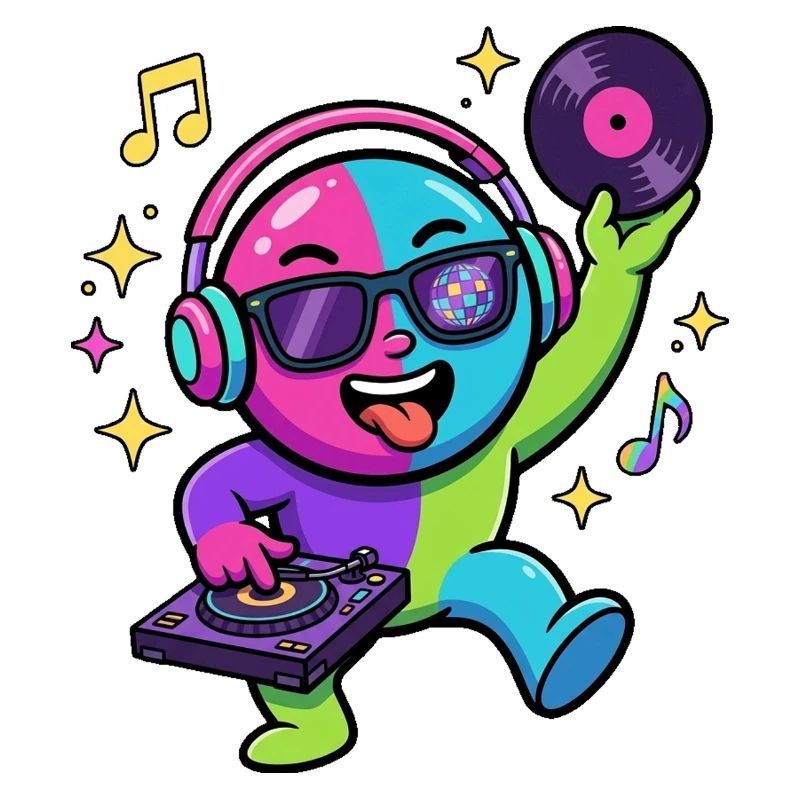 Neon DJ Emoticon Dance Party