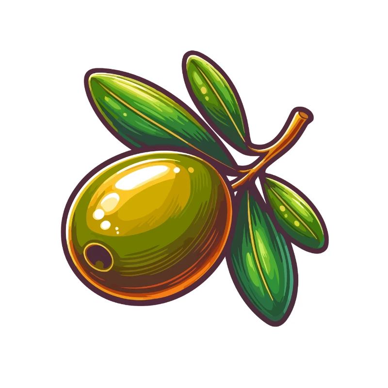 Illustration d Olive Éclatante et Feuillage Vif