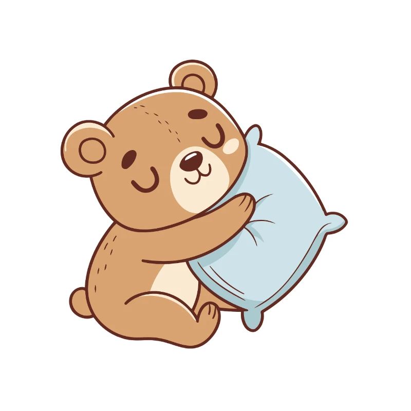 Cuddly Bear and Blue Pillow