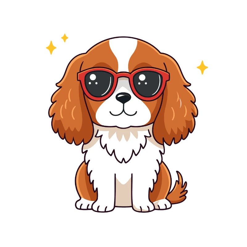 Chien chic à lunettes rouges