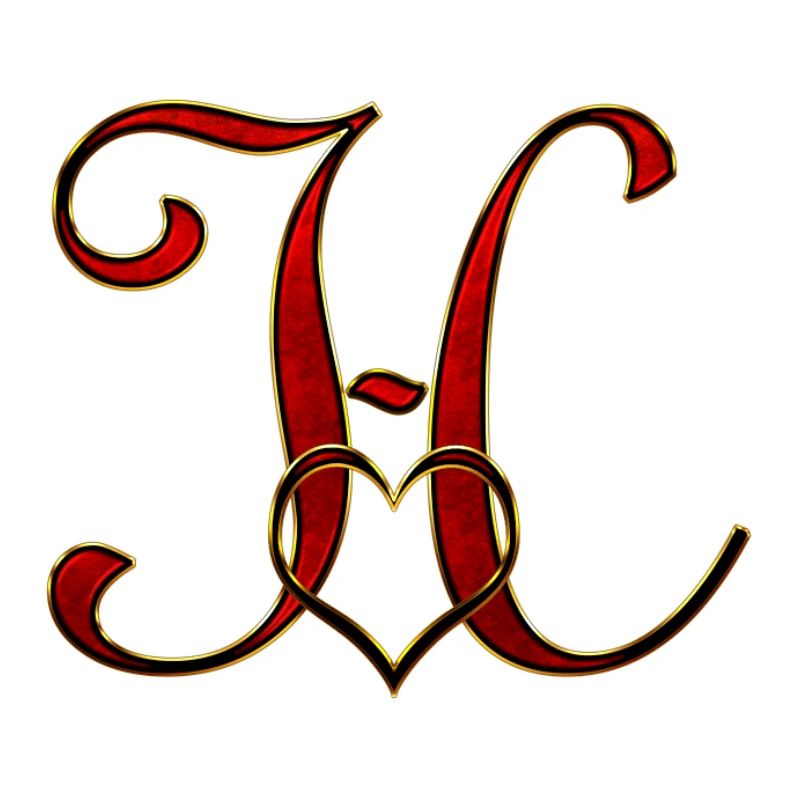 Monogram H with heart frame