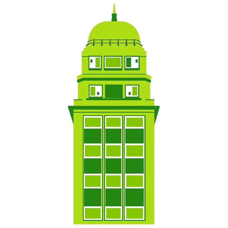 Retro Green Tower Clock