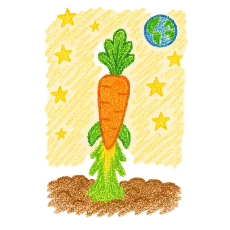 Fusée de carottes vers la planète Terre