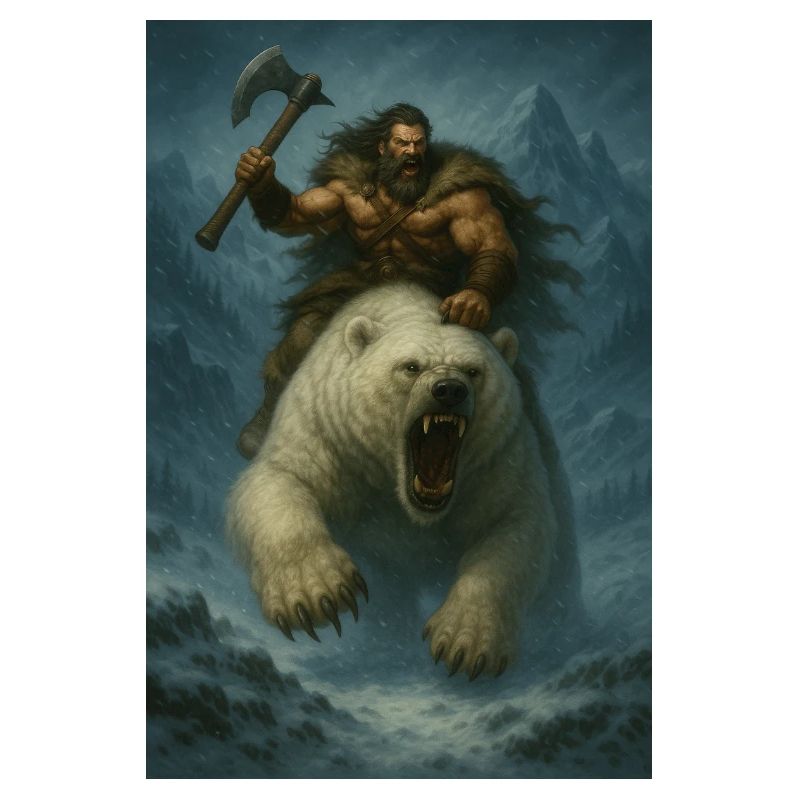 Wikingerkrieger auf Eisbär – Fa-Illustration