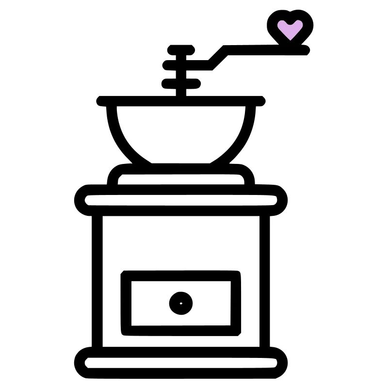Coffee Love: Coffee Grinder with Heart Vector