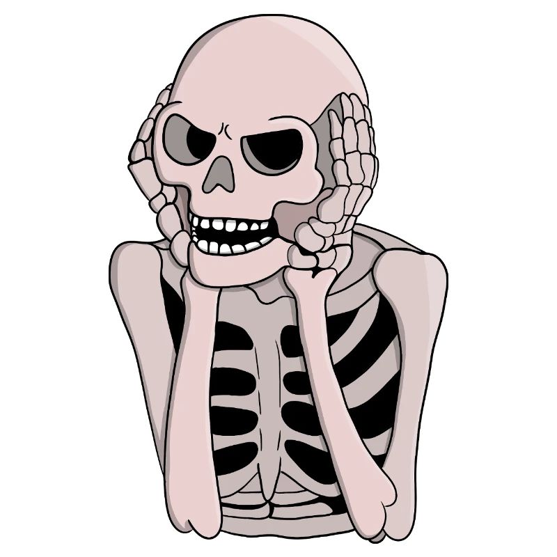 Ängstliche Skelettskizze