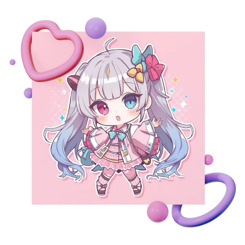 Accent en cœur chibi pastel