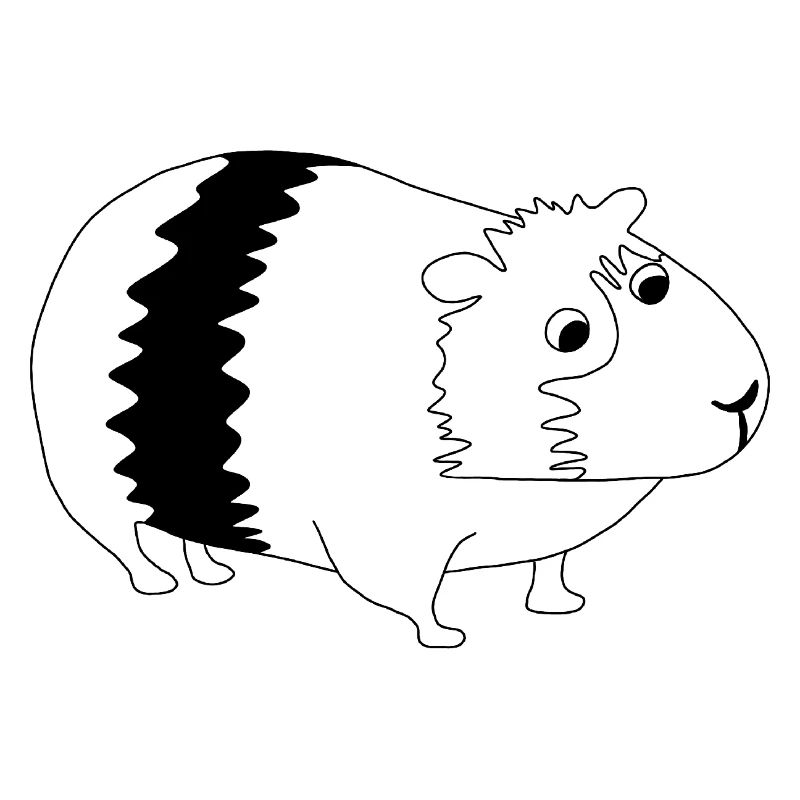 Cochon d’Inde - graphique noir et blanc