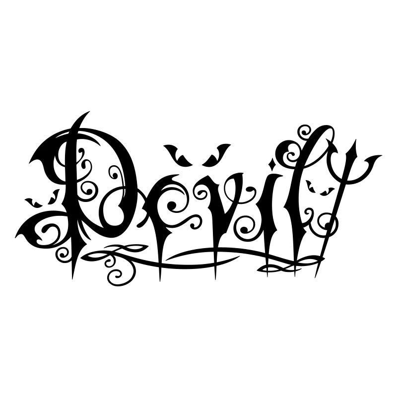 Devil Schriftzug im ornamentalen Gothic-Stil
