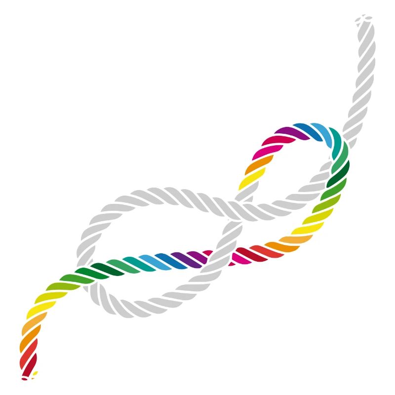 Achtknoten oder Liebesknoten in Regenbogen Farben