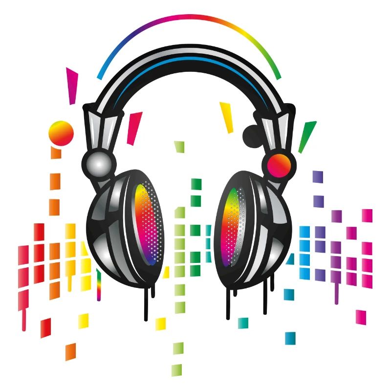 Kopfhörer mit bunter Equalizer Zeichnung