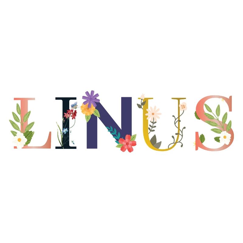Le nom de LINUS est décoré de fleurs