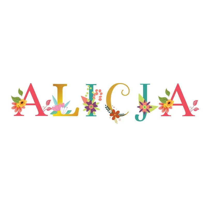 Le nom d’ALICJA est orné de fleurs