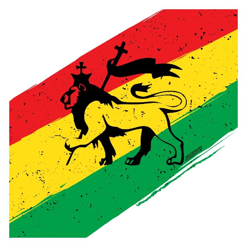 Rasta Löwe vor Dreifarben Flagge