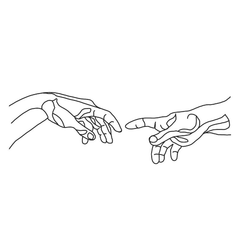Michelangelo creating hand one line draw