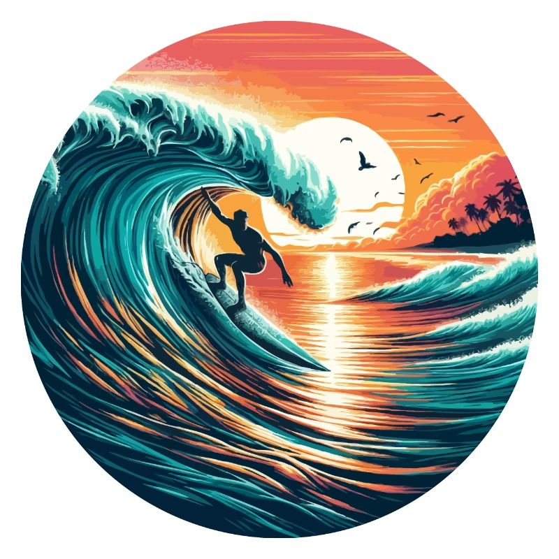 Surfeur au coucher du soleil