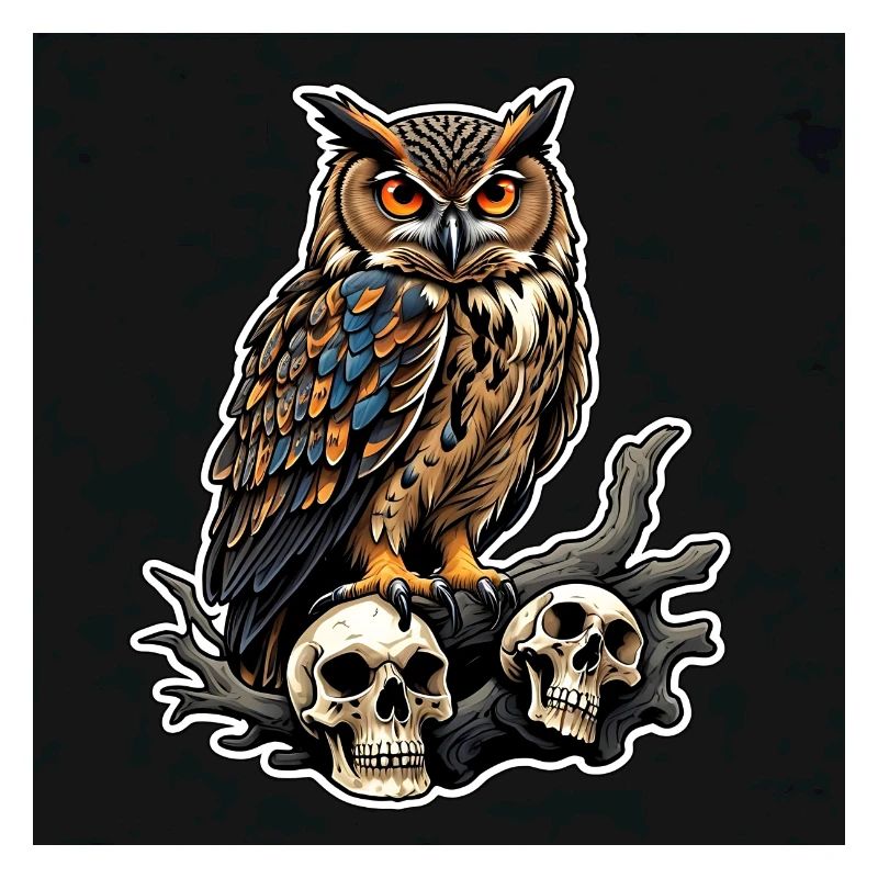 Owl sitting on sculls