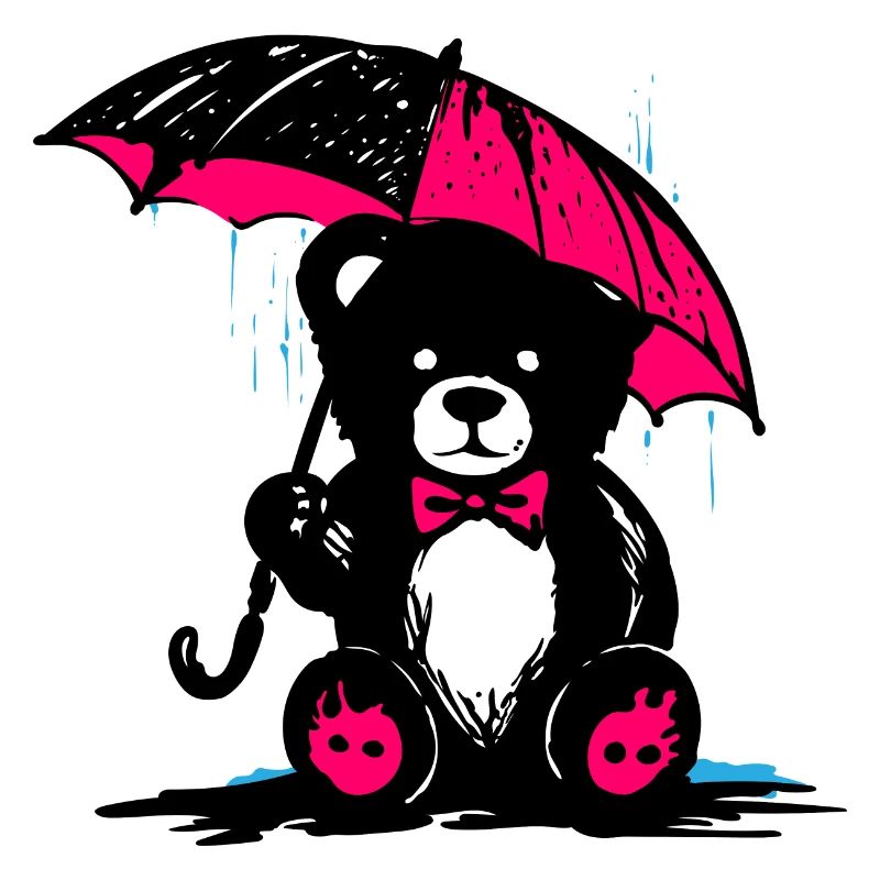 Teddy bear with umbrella – crap weather