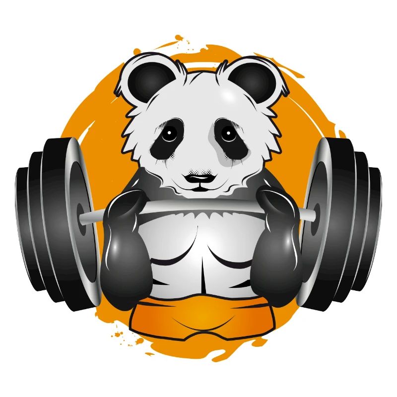Bodybuilder Panda Bear Avec Haltère Dans Gym Patch