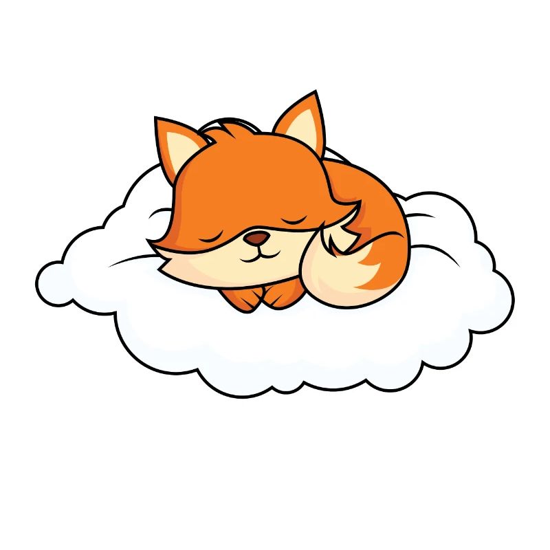 Little fox sleeping on cloud