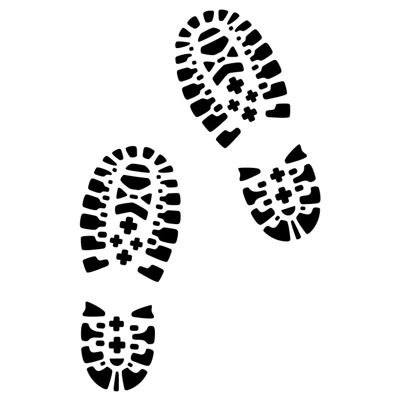 Bottes de randonnée, empreintes de pas