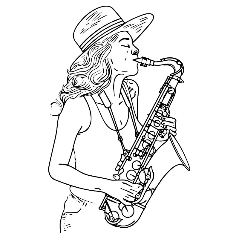 Saxophone Player Drawing