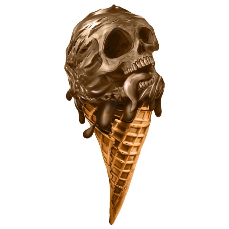Glace molle avec crâne éthéré