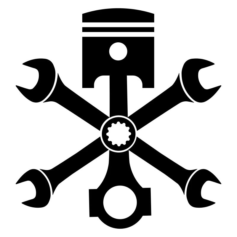 Engine piston screw wrench emblem crossed
