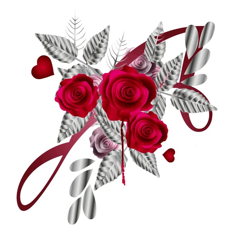 silver Valentine's Day bouquet with roses